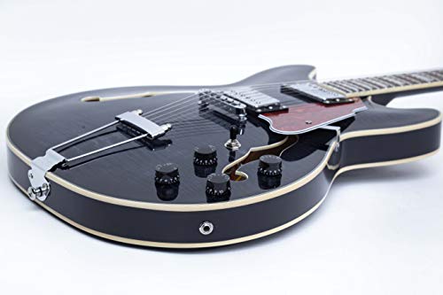 GROTE Jazz Electric Guitar Semi-Hollow Body with Gig Bag, Black Y60488