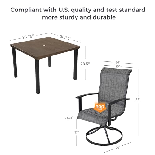 7-Piece Patio Dining Set for 6 with Swivel Chairs and Rectangular Table P2318
