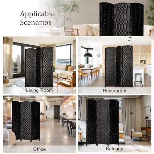 Rose Home Fashion 6 ft Tall Room Divider 4 Panel Folding Privacy Screen, Dark Coffee C8634