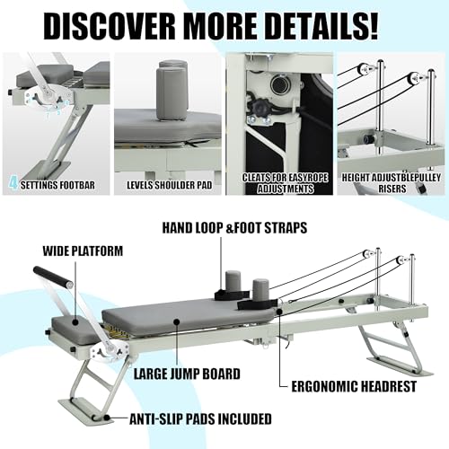 Pilates Reformer Machine for Home Workout, Foldable with Dual Resistance, 400 lbs Capacity E110