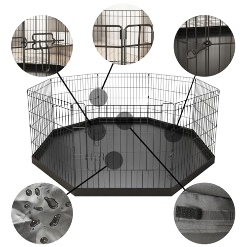 Artmeer Pet Playpen 8 Panels 24 Inch Foldable Dog Fence Kennel, Black N172167