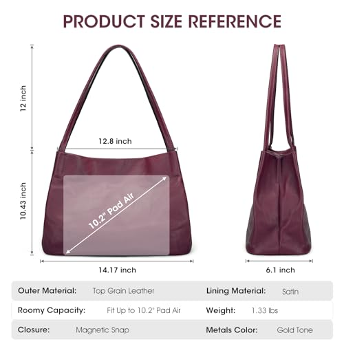 Kattee Leather Tote Bag for Women, Casual Shoulder Hobo Purse with Magnetic Snap Closure U606