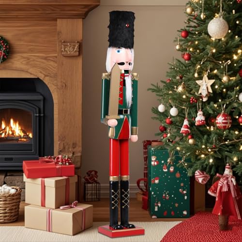 MUMTOP 42 Inch Wooden Nutcracker Christmas Decoration with Black Fur Hat U9826