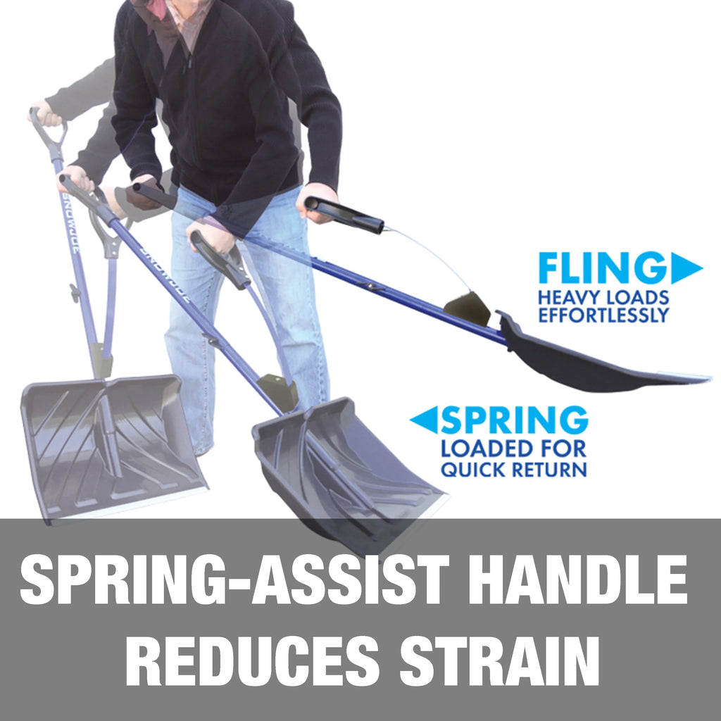Snow Joe Shovelution Strain-Reducing Snow Shovel, 18-Inch Poly Blade L7115