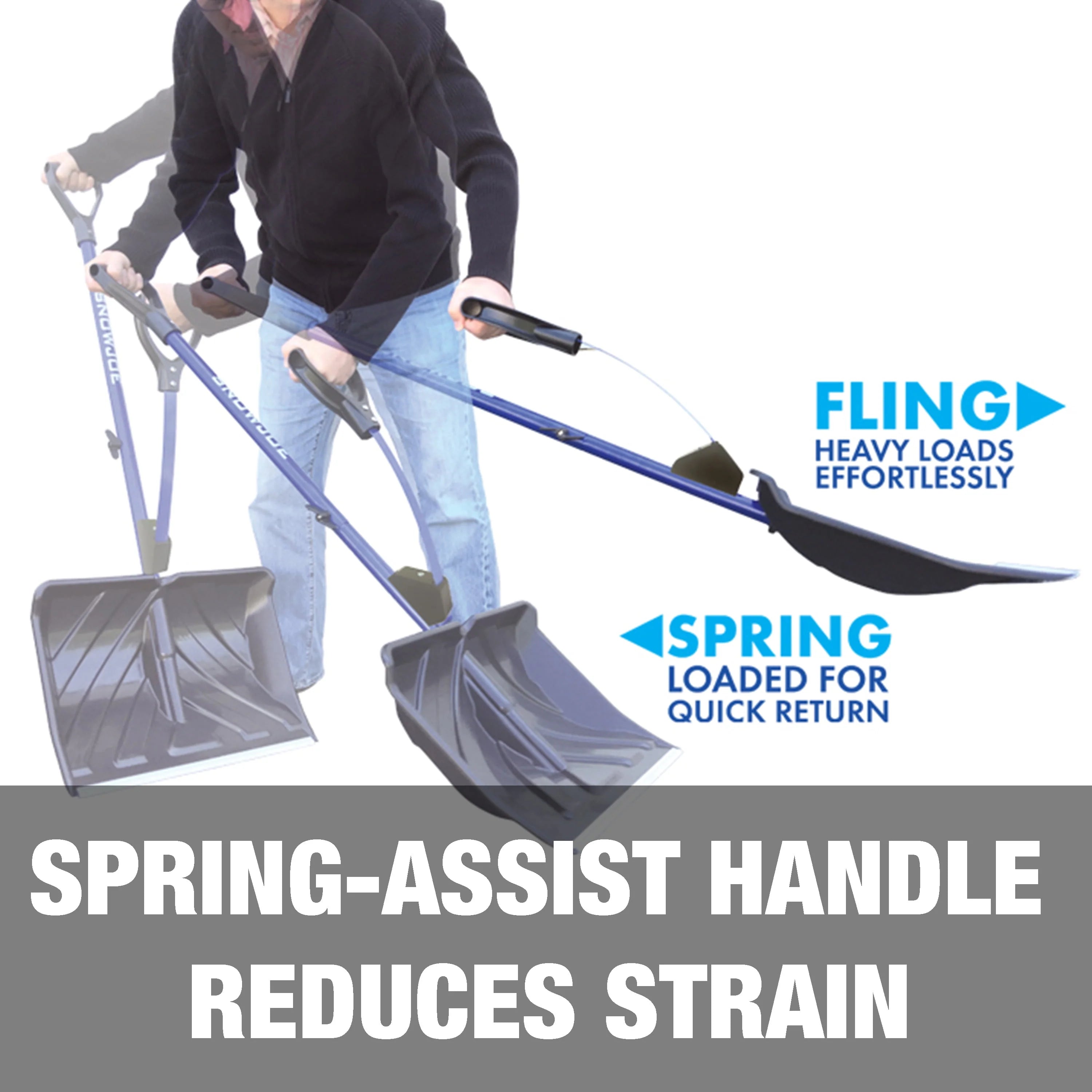 Snow Joe Shovelution Strain-Reducing Snow Shovel, 18-Inch Poly Blade L7115