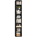 FOTOSOK 8-Tier Media Tower Rack, 11.6 X 9.3 X 71 Inches CD DVD Slim Storage Cabinet with Adjustable Shelves, Tall Narrow Bookcase Display Bookshelf for Home Office, Black/Brown