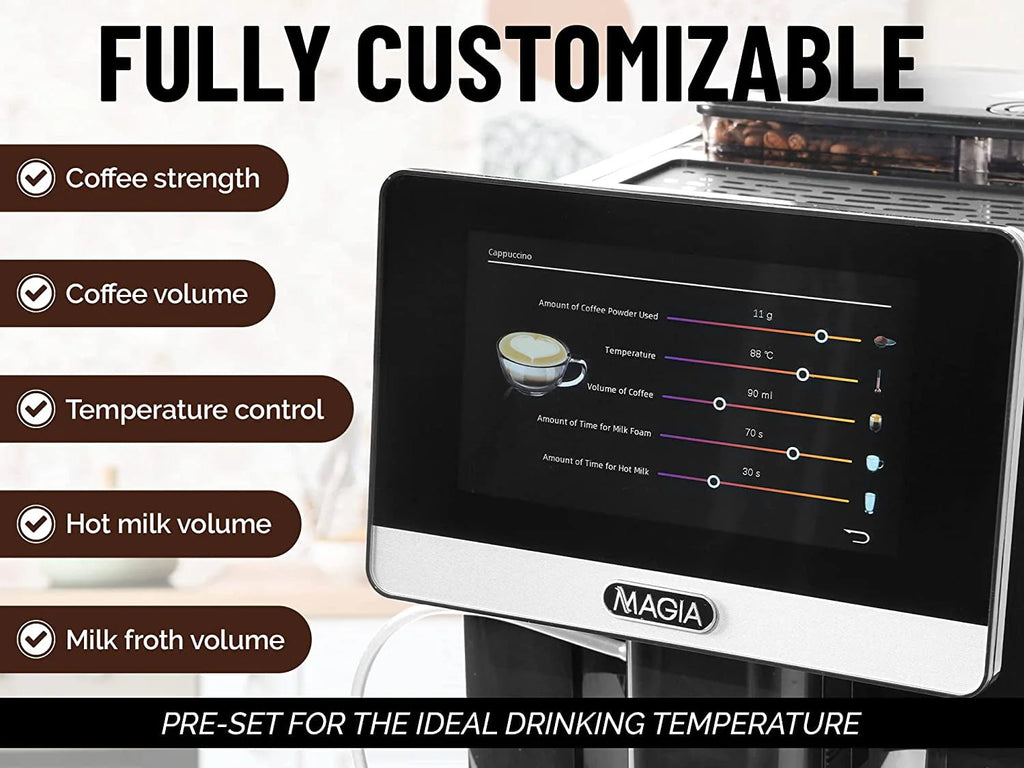 Zulay Kitchen Magia Super Automatic Espresso Machine 1800ml Black Y69142