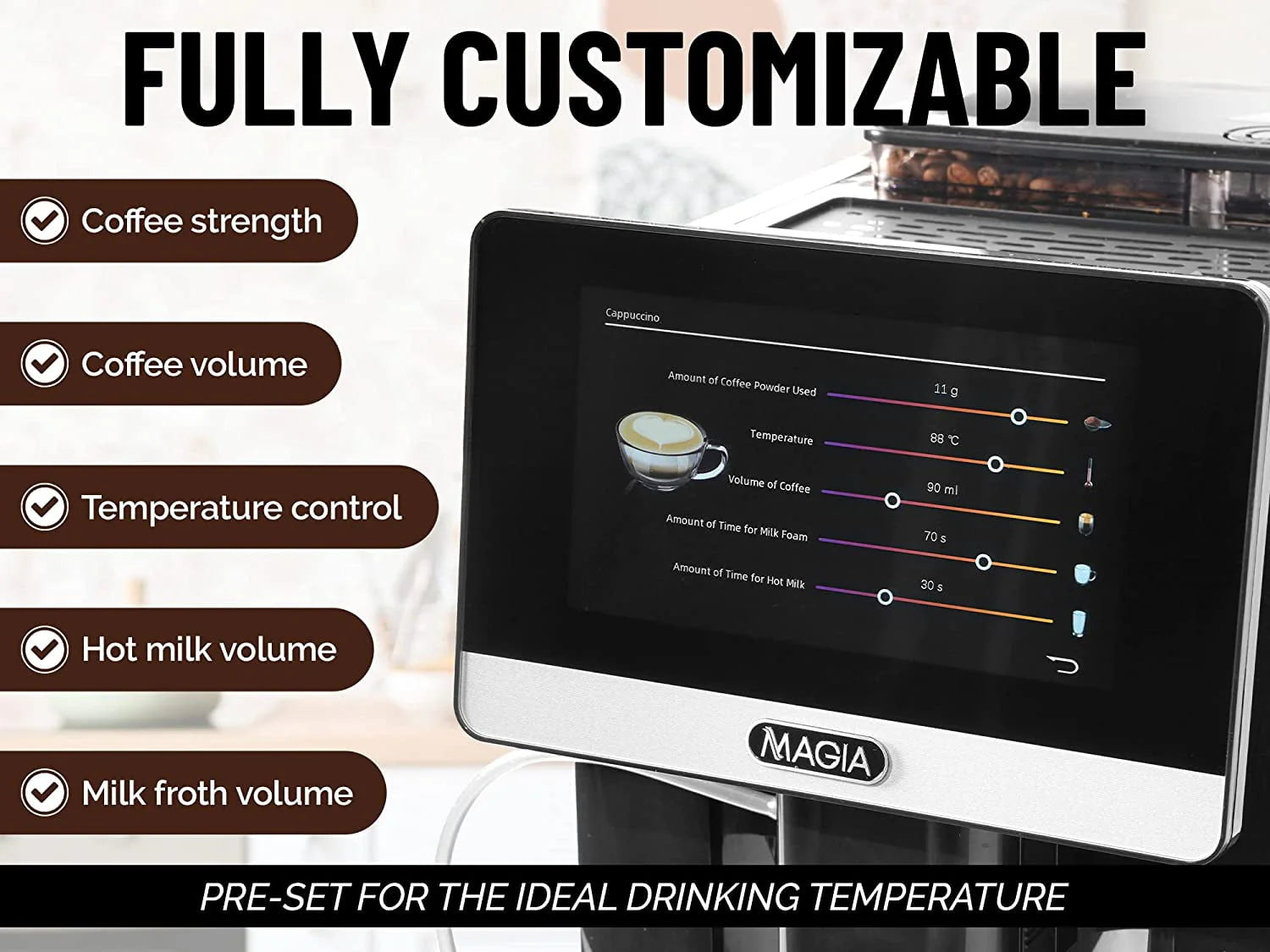 Zulay Kitchen Magia Super Automatic Espresso Machine 1800ml Black Y69142