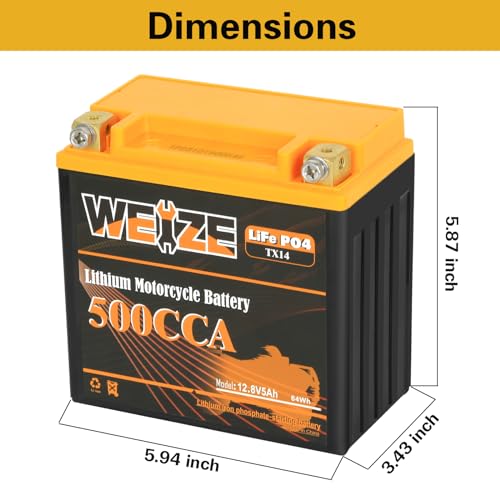 Weize Lithium YTX30L-BS 12V 10AH LiFePO4 Motorcycle Battery with Smart BMS E599001
