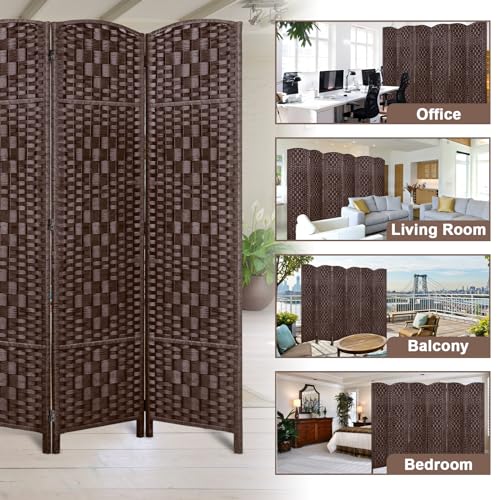 Rose Home Fashion 6 ft Tall Room Divider 4 Panel Folding Privacy Screen, Dark Coffee C8634