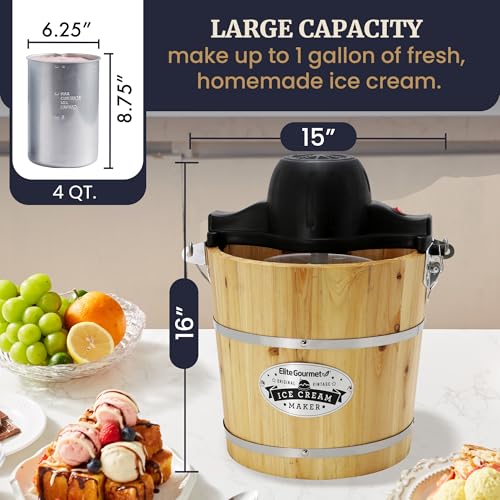 Elite Gourmet 4Qt Electric Ice Cream Maker EIM350 R28527