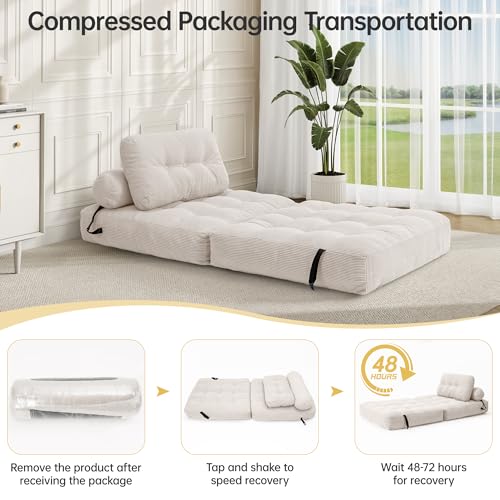 Folding Sofa Bed Convertible Sleeper Chair with Pillow, Grey L546