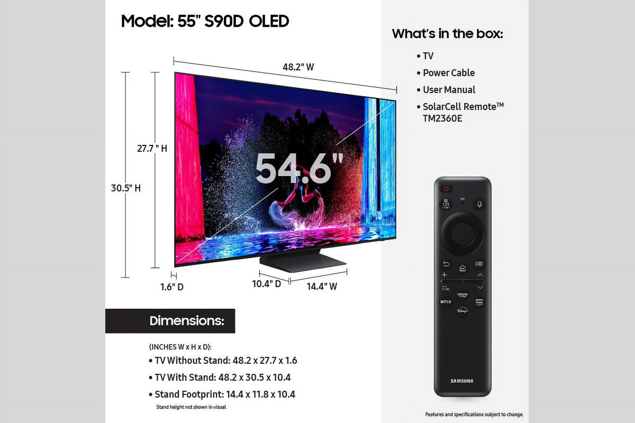SAMSUNG 55" Class S90D OLED Smart TV QN55S90DAFXZA Z259210