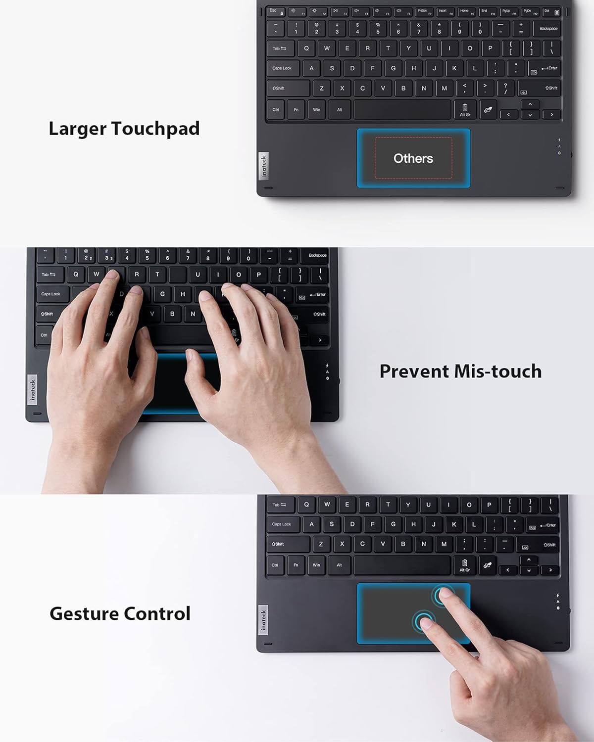 Inateck Surface Pro 7 Keyboard, Bluetooth 5.0, 7-Color Backlight, KB02026 Gray (2-Pack) E145