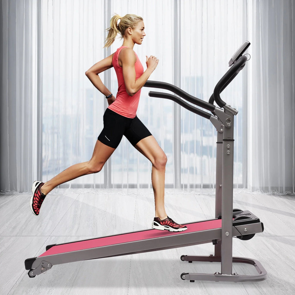MIDUO Home Folding Treadmill with Incline Pink Y55541