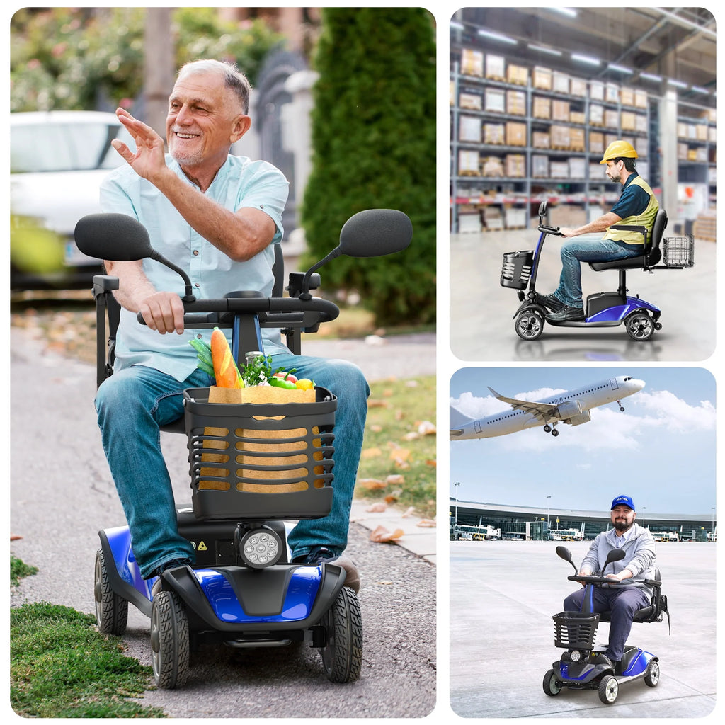SACVON 4 Wheel Mobility Scooter for Seniors, Foldable, 330lbs, Red R1779