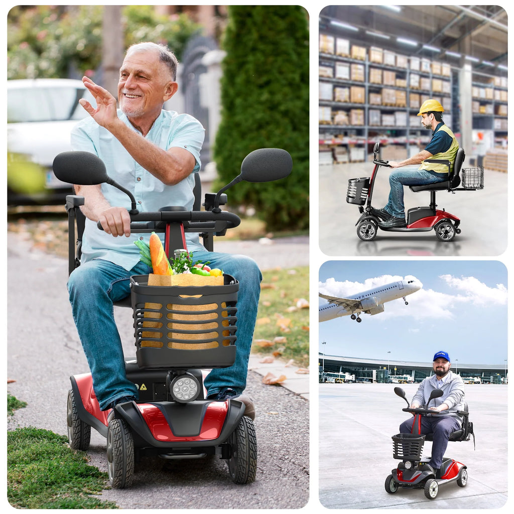 SACVON 4 Wheel Mobility Scooter for Seniors, Foldable, 330lbs, Red R1779