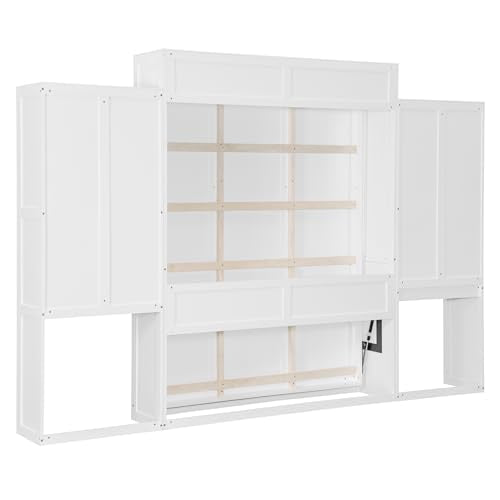 SOFTSEA Queen Murphy Bed with Desk and Storage, Espresso S562