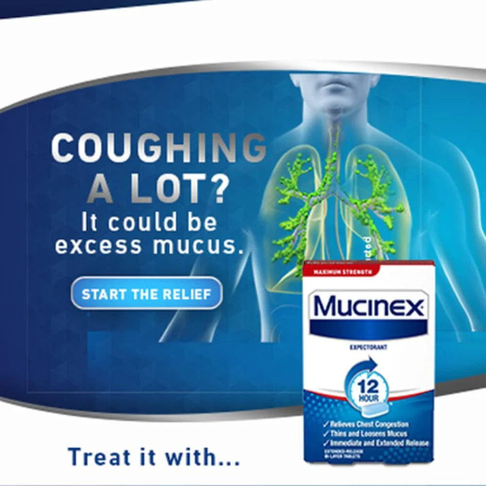 Mucinex 12 Hr Max Strength Chest Congestion Expectorant Tablets, 14ct S4038