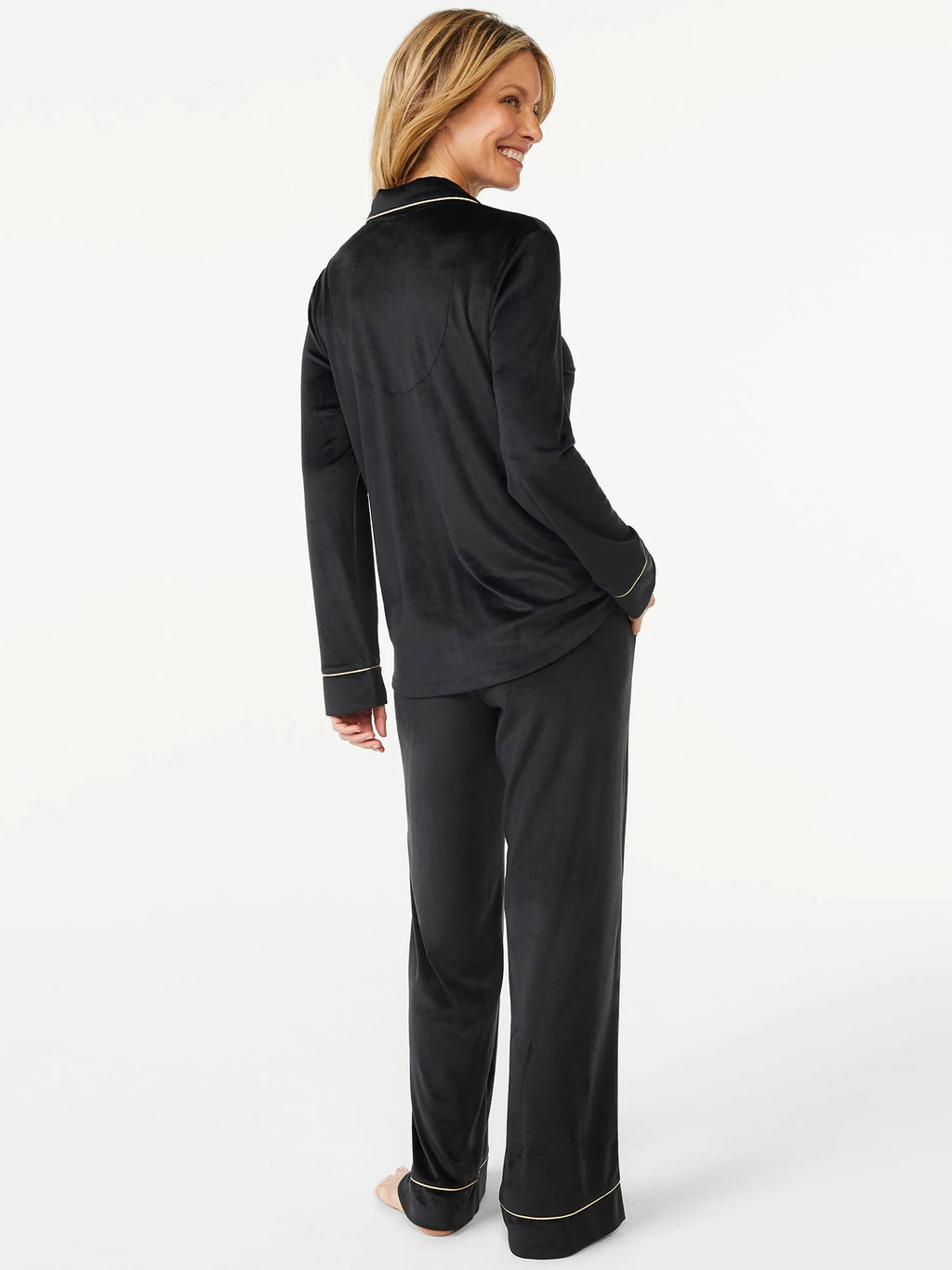 Joyspun Women's Velour Knit Pajama Set, 2-Piece C639006