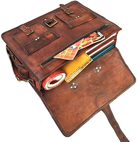 Vintage Leather Messenger Bag for Men with 18 Inch Laptop Compartment I17180