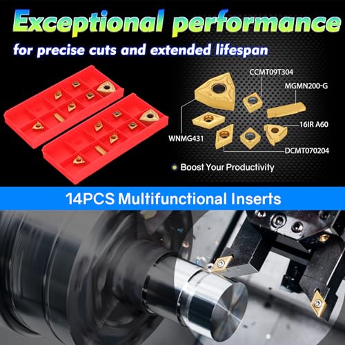 Indexable Lathe Turning Tool 21Pcs Kit 3/8'' 10mm Shank with Carbide Inserts Z5376