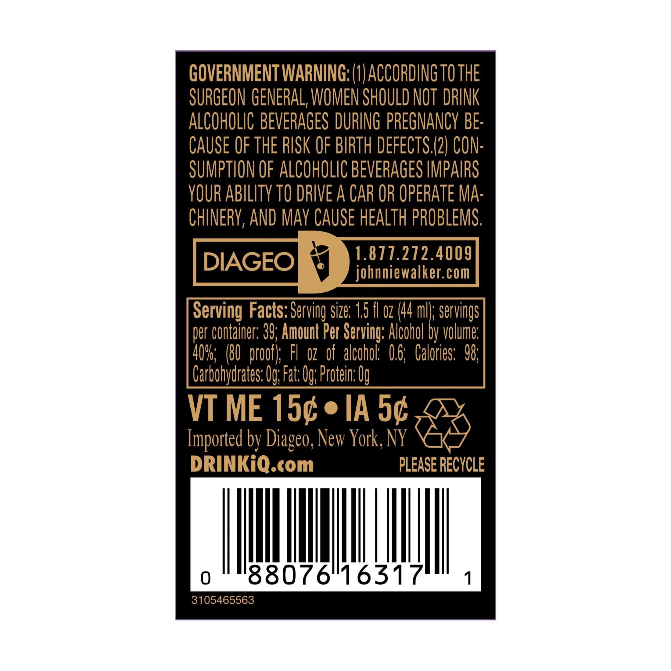 Johnnie Walker Black Label Blended Scotch Whisky 1.75L D493959
