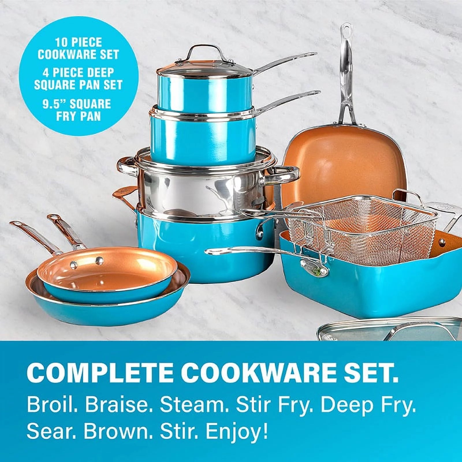 Gotham Steel 32 Pcs Cookware Set with Bakeware and Food Storage, Red B614356