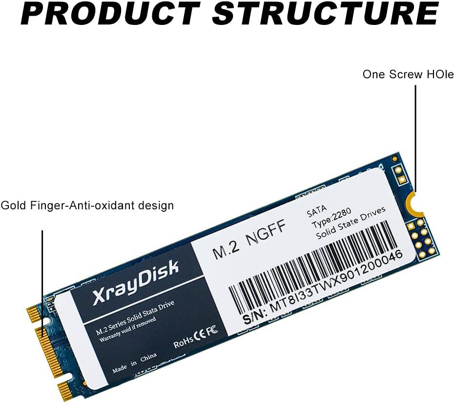 XrayDisk 1TB M.2 SATA III Internal Solid State Drive (Pack of 2) D472
