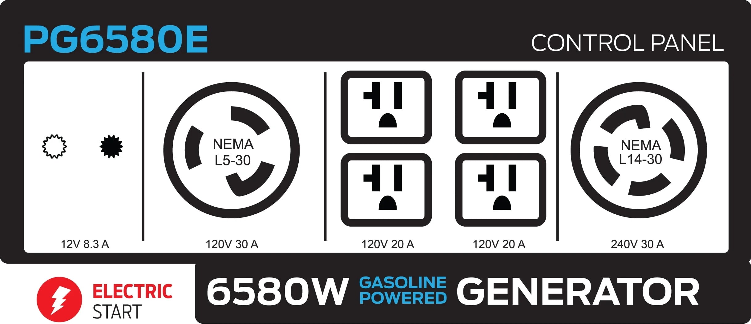 Pulsar 6580-Watt Portable Generator with Electric Start T170