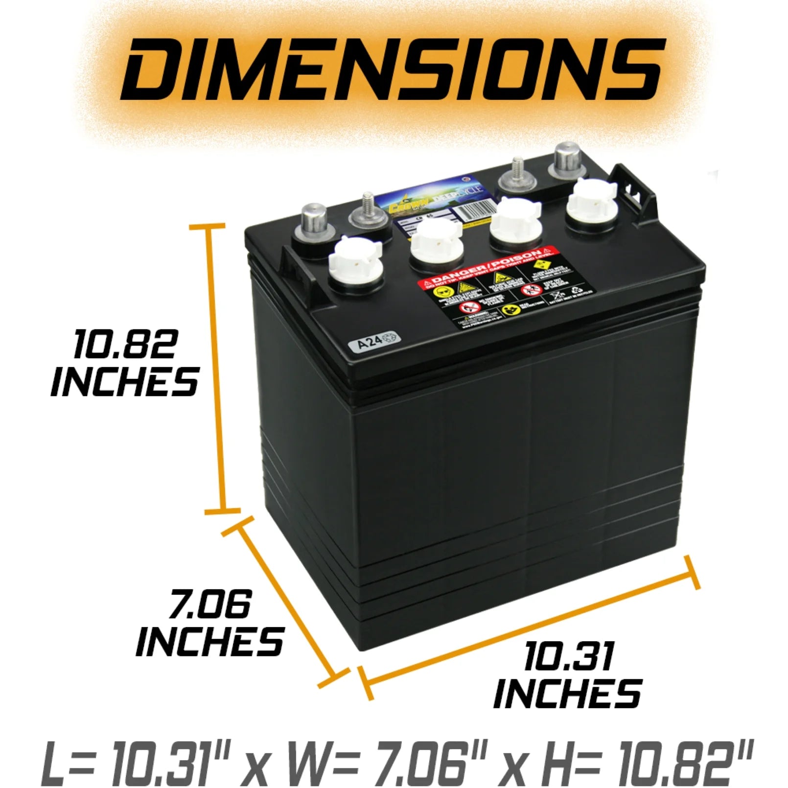 Crown CR-165 8V Deep-Cycle Flooded Battery M779