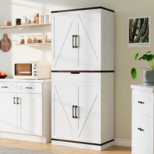 72" Tall Storage Cabinet with Adjustable Shelves & Steel Frame, Dark Grey F5479