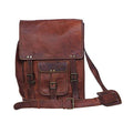 Leather crossbody bag messenger satchel tablet bag 11 inches for men and women (Brown)
