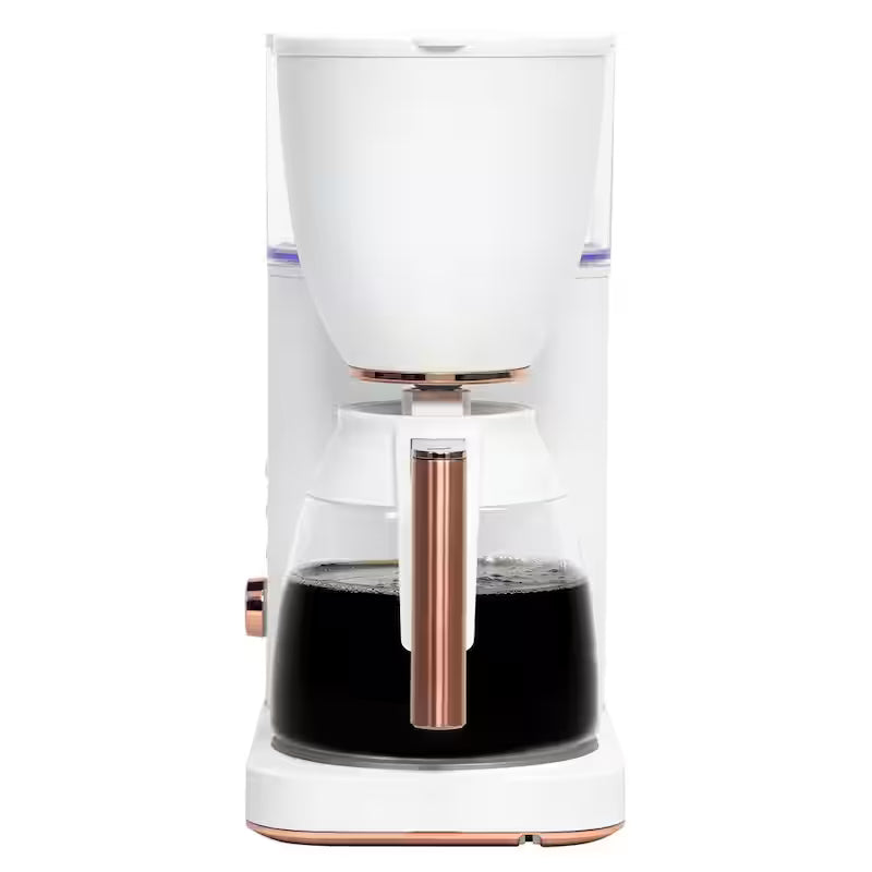 10 Cup Matte White Drip Coffee Maker with Glass Carafe W972947
