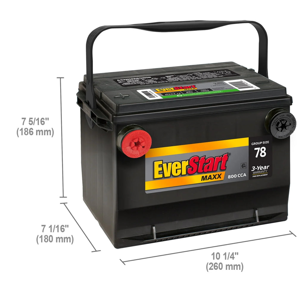 EverStart Maxx Lead Acid Automotive Battery Group Size 78 12 Volt 800 CCA W863921