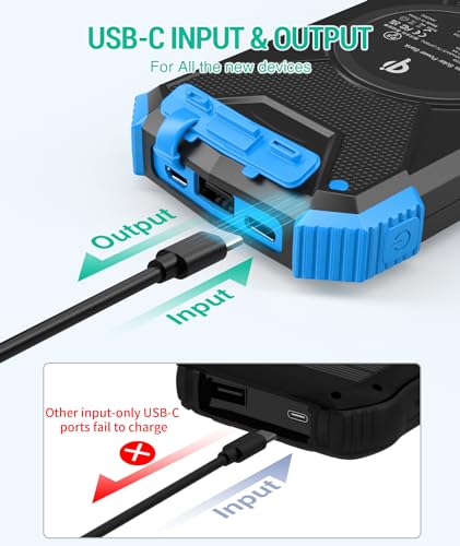BLAVOR Solar Charger Power Bank 10,000mAh, Wireless, 20W USB-C S38060