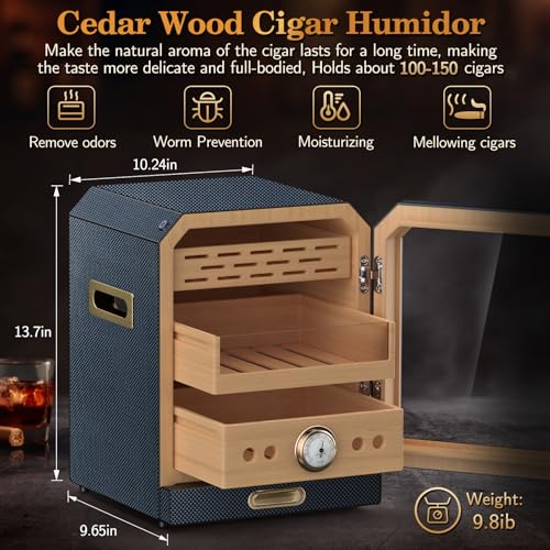 Cigar Humidor Cabinet with Magnetic Door and Humidifiers, Brown D98390