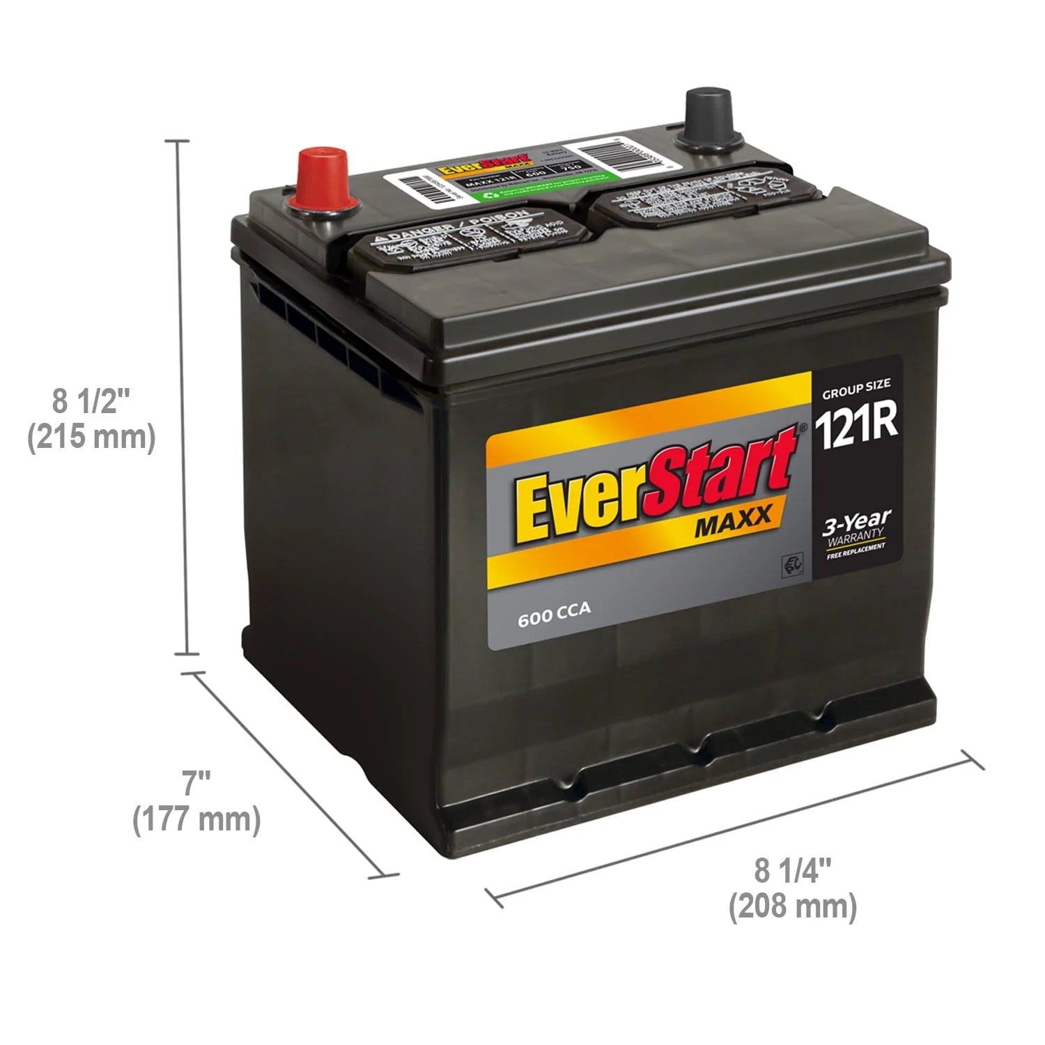EverStart Maxx Lead Acid Automotive Battery Group 121R 12V 600 CCA G402
