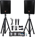 Rockville Package PA System Mixer/Amp+10" Speakers+Stands+Mics+Bluetooth, (RPG2X10)