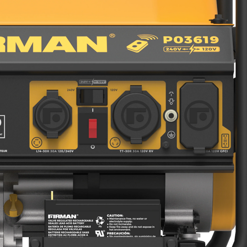 FIRMAN P03619 4550/3650 Watt Remote Start Gas Portable Generator with Wheel Kit K98333