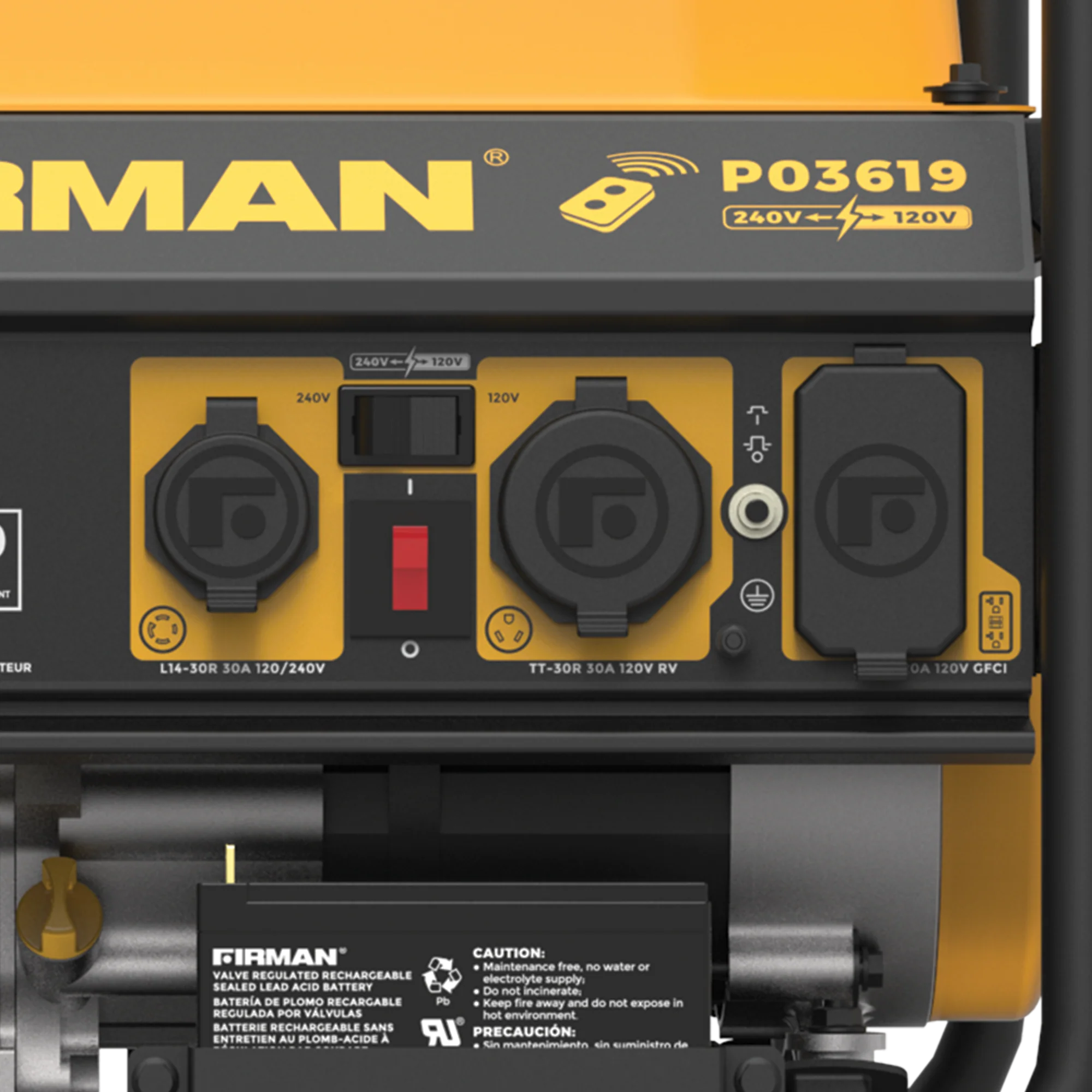 FIRMAN P03619 4550/3650 Watt Remote Start Gas Portable Generator with Wheel Kit K98333