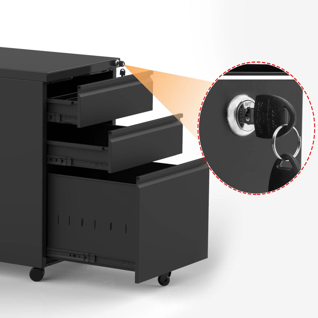 SUPEER 4 Drawer File Cabinet with Lock, Metal Vertical Storage, Black E499