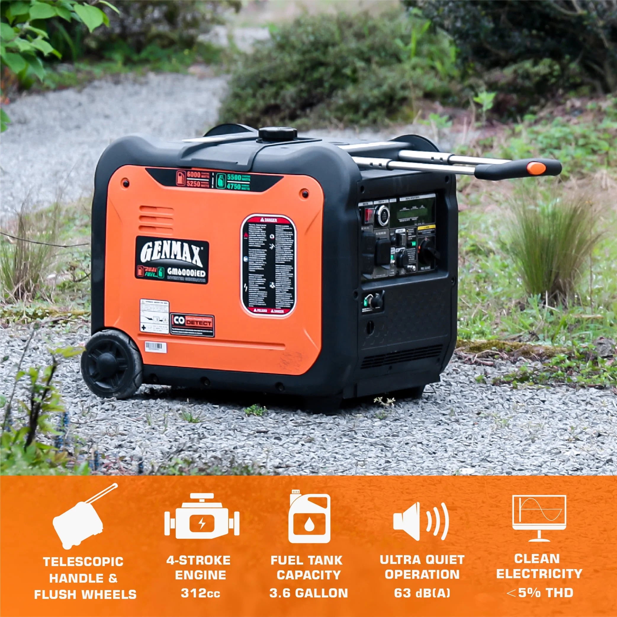 Genmax 6000W Dual Fuel Quiet Portable Inverter Generator with Remote Start A549710