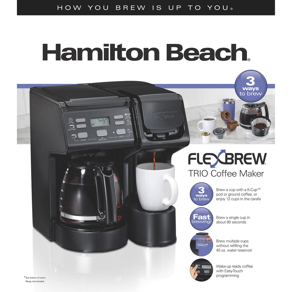 Hamilton Beach FlexBrew Trio Coffee Maker, Single Serve or 12 Cups, Black Y3492
