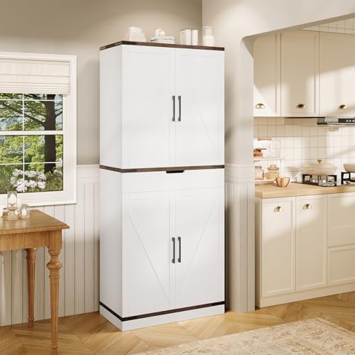 72" Tall Storage Cabinet with Adjustable Shelves & Steel Frame, Dark Grey F5479