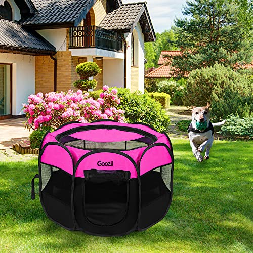 Portable Dog Playpen for Small Dogs Indoor Outdoor, Collapsible with Roof Cover, Green C304366