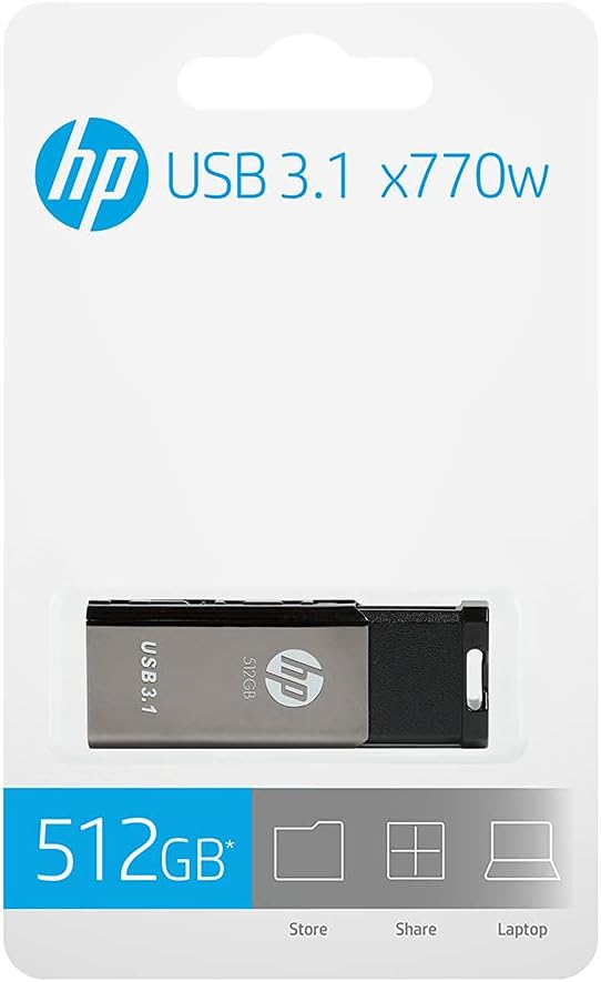 HP 512GB x770w USB 3.1 Flash Drive Pack of 2 E166