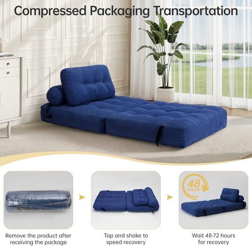 Folding Sofa Bed Convertible Sleeper Chair with Pillow, Grey L546