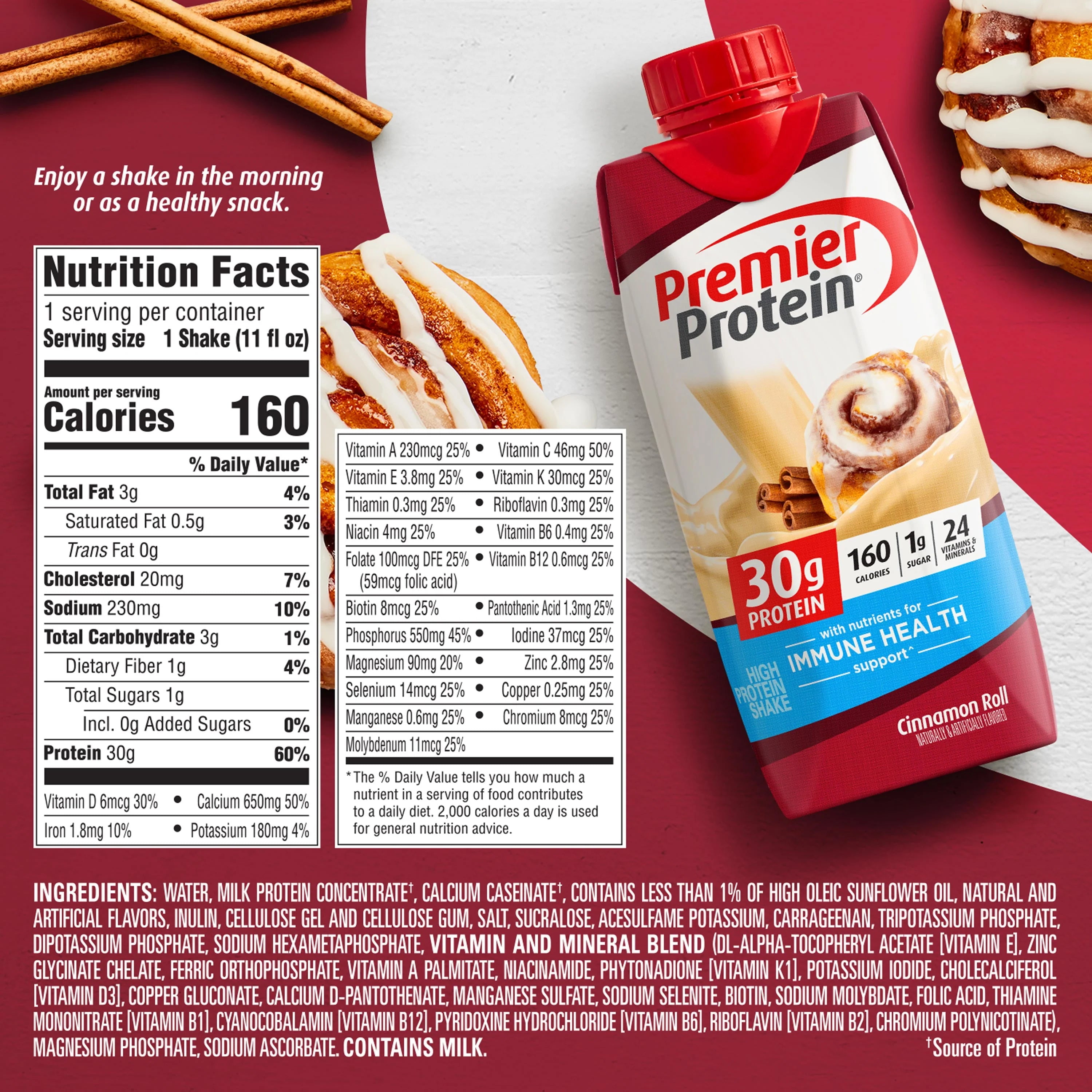 Premier Protein Shake, Café Latte, 30g Protein, 11 fl oz, 12 Ct P131720