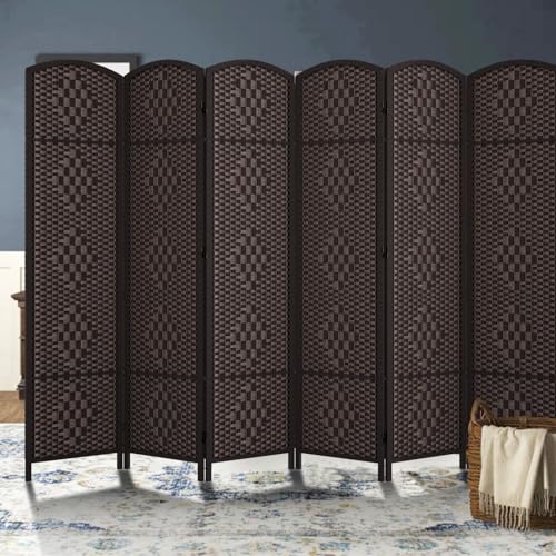 Rose Home Fashion 6 ft Tall Room Divider 4 Panel Folding Privacy Screen, Dark Coffee C8634